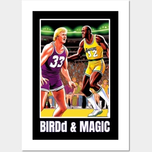 Larry Bird and Magic Johnson victor illustration design Posters and Art